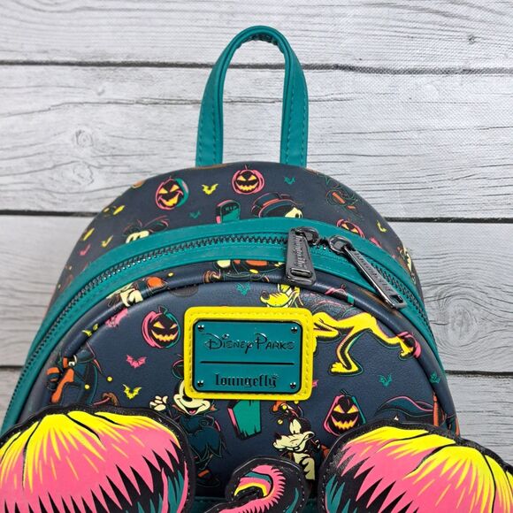 Loungefly Backpack Disney Parks Halloween 2023 Mickey Pumpkin Glows in the Dark - Picture 2 of 11